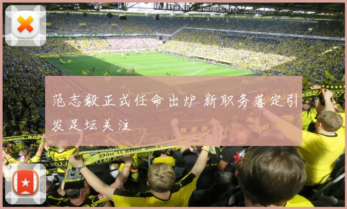 范志毅正式任命出炉 新职务落定引发足坛关注